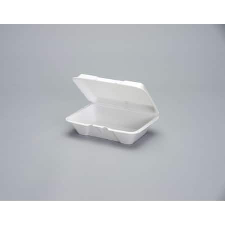 Genpak 9.19x6.5"x2.875" White Vented Lg Deep Foam Hinged Container, PK200 20500-V